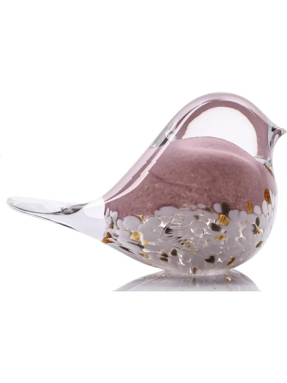 Hand Blown Pink Glass Bird Statue - Decorative Home Decor, Office Art Sculpture